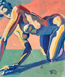 Leaning Forward by Toby Mulligan - Original Painting on Board sized 9x10 inches. Available from Whitewall Galleries
